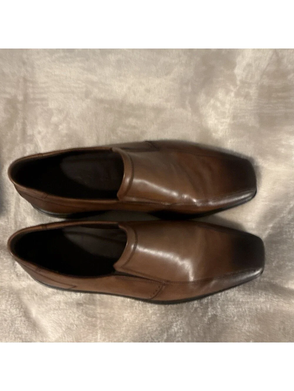 Ecco Men's Minneapolis Bike Toe Slip On Loafers Amber Brown Dress Shoes Size 9